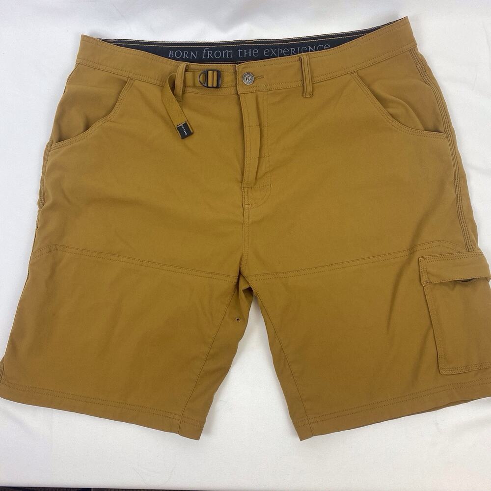 Prana Zion Shorts Mustard Brown Stretch Hiking Climbing Cargo Size 40W 10L